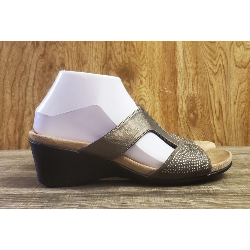 Axxiom Arika Bedazzled Wedge Sandals Women's Size 8.5 Gray